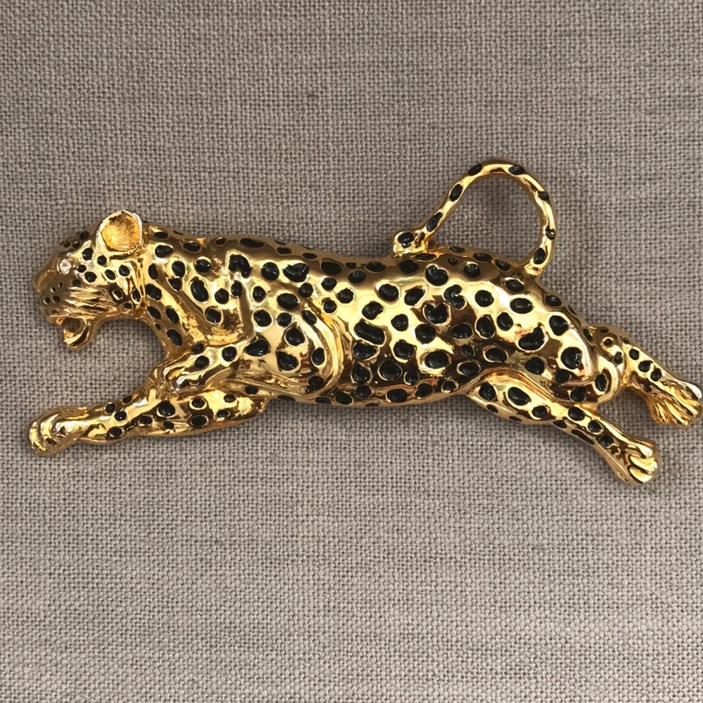 Vintage Leopard Belt Buckle signed NI 95